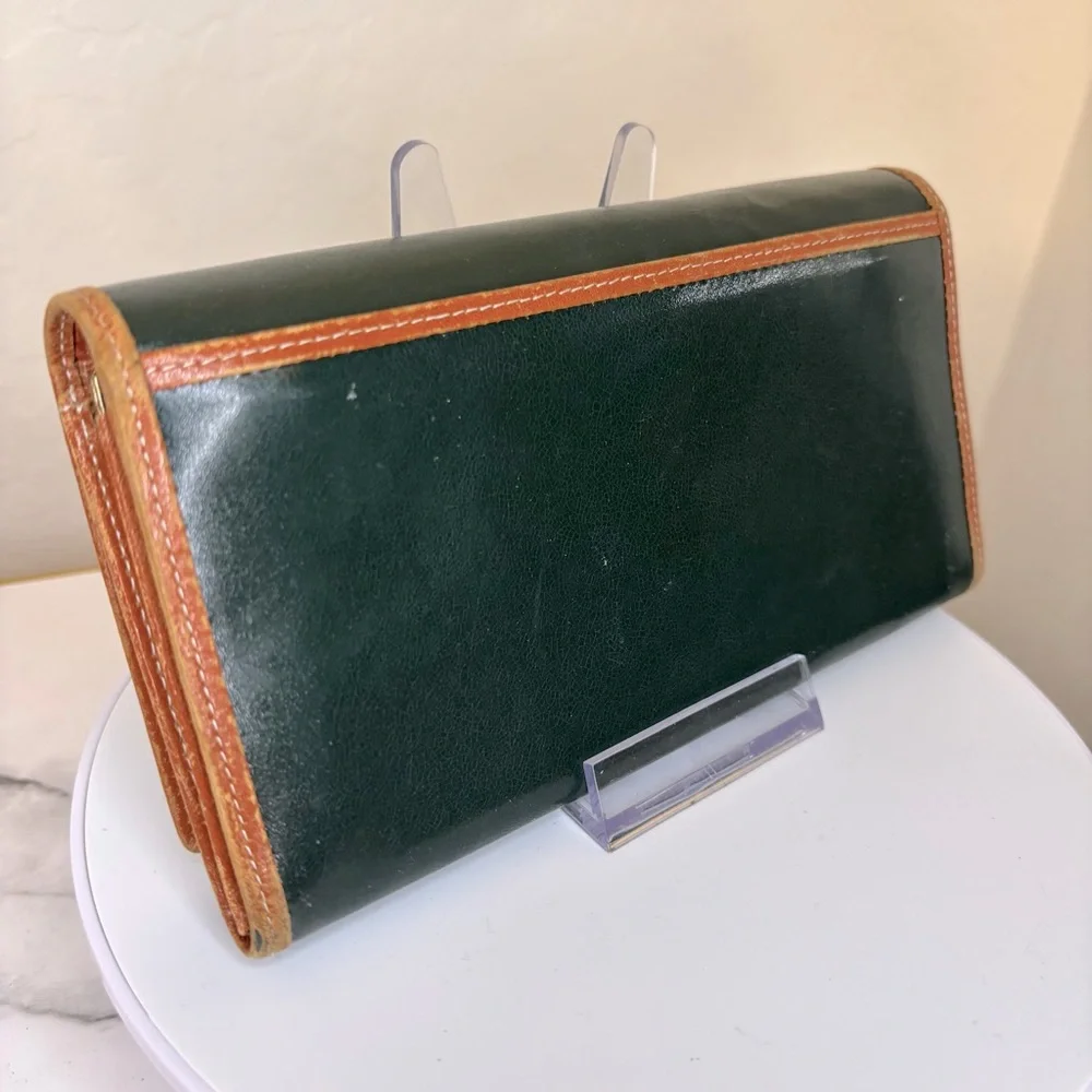 Meidon‎ Vintage Dark Green and Tan Leather Wallet